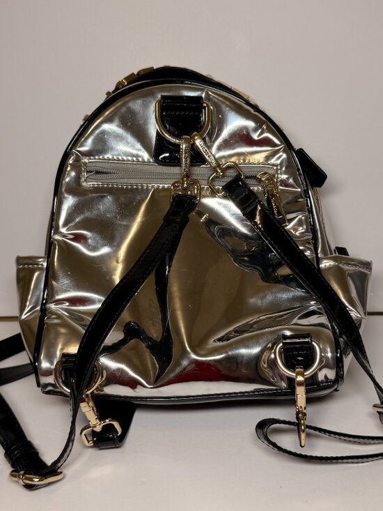 Tote & Carry Metallic Silver Mini Backpack with Black Stripes - Rare/Eye-Catchin main image 8